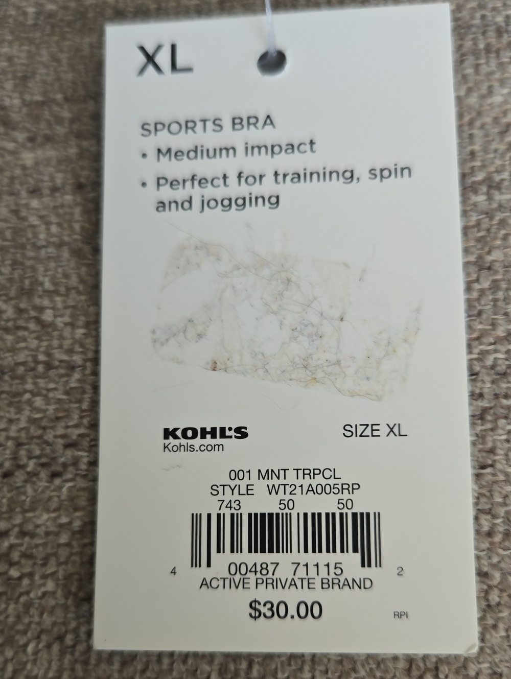 NWT TEK GEAR V Neck Racerback Tropical Print Sports Bra XL - Picture 4 of 6